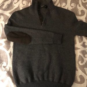 Small Bugatchi Sweater 1/4 ZIp/Button Elbow Patch